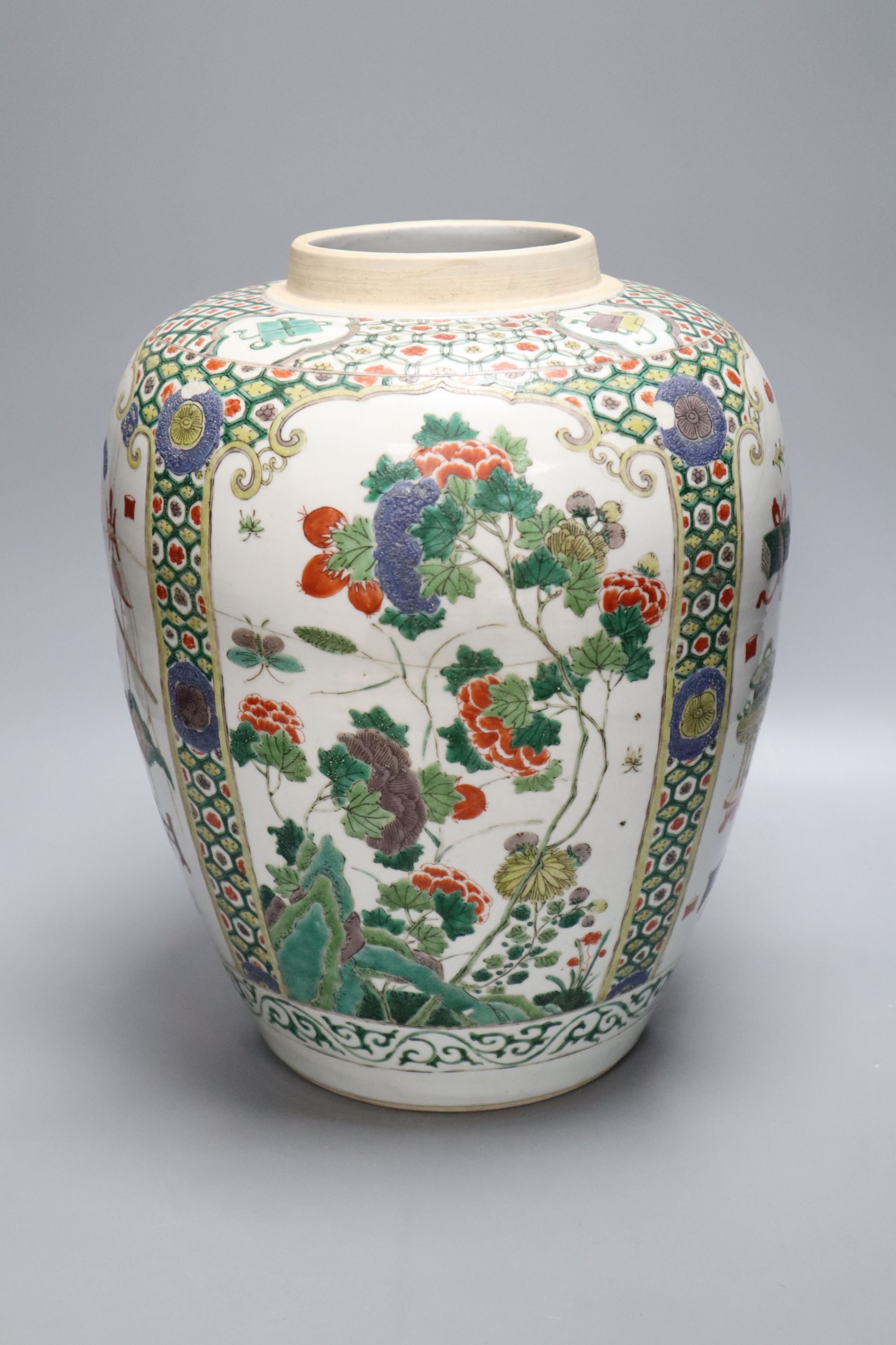 A Chinese famille verte vase, Kangxi period, height 33cm